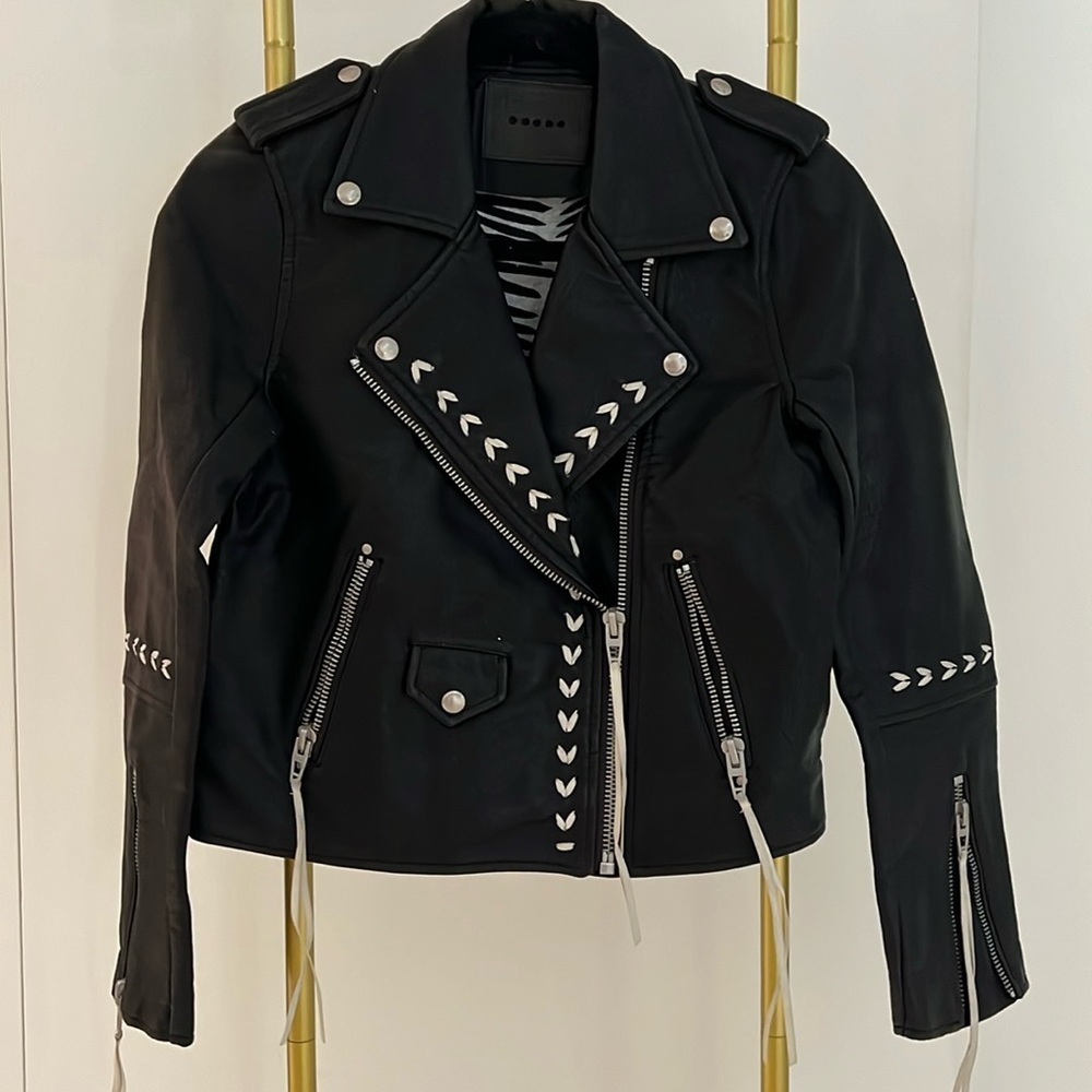 Blank NYC black leather jacket with stitching size XS